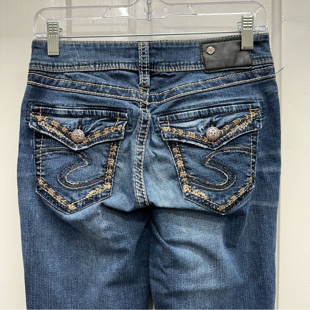 Silver suki mid‎ slim boot cut thick stitch fluid denim jeans women's 27 x 31